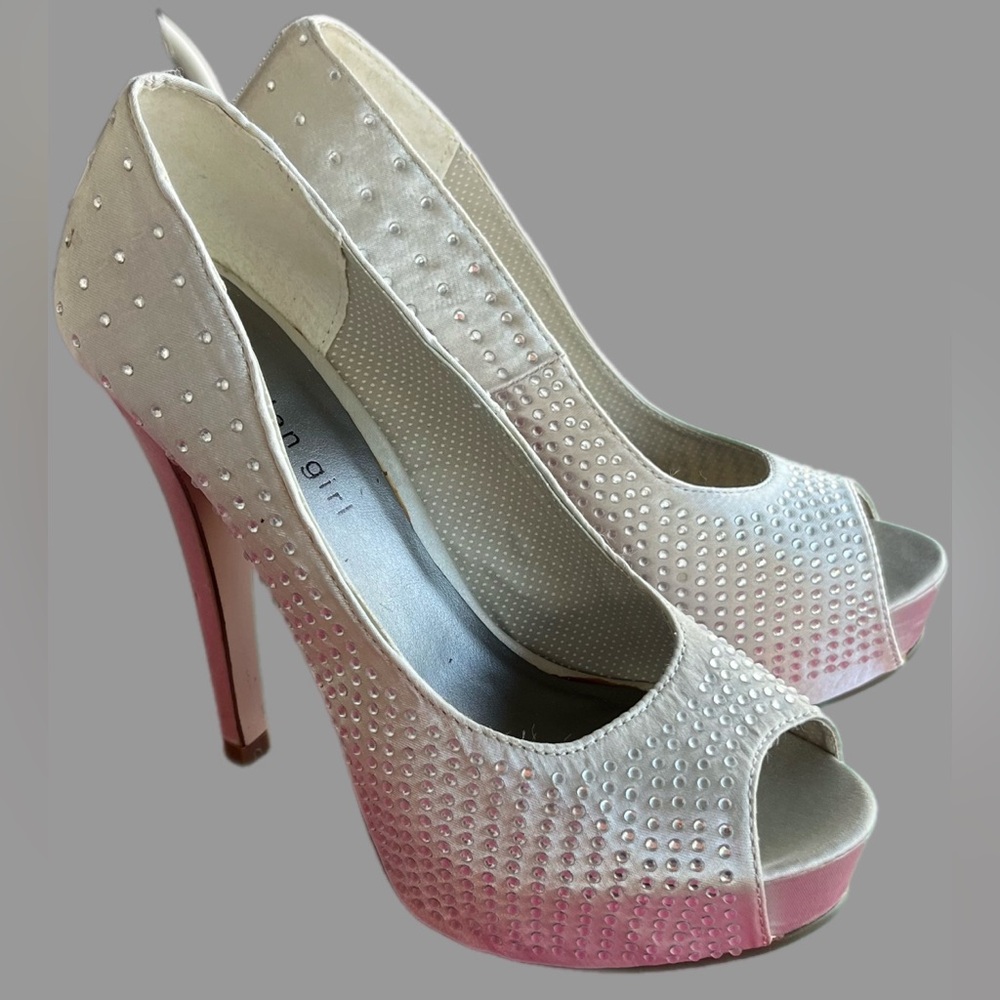 Madden Girl Silvery Champagne Open Toe Heels